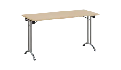 SLC 140 chrom skládací jednací stůl 1394x600, deska 25 mm, podnož chrom, deska bříza světlá